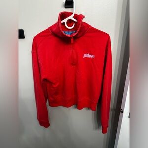 Prince Pickleball Red/Coral Quarter-Zip Cropped Pullover